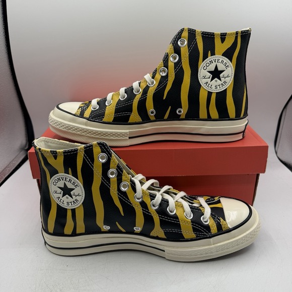 Converse Other - Converse Chuck 70 Hi Zebra Print Shoes Mens Sz 10.5 Leather Vivid Sulfer Yellow